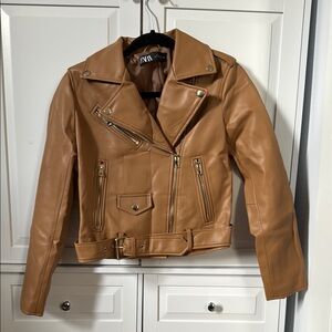 Zara Women's Tan Leather Jacket